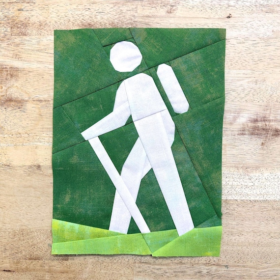 Hiking Trail Sign FPP Pattern--The Great Outdoors Series--Paper Piecing Quilt Block