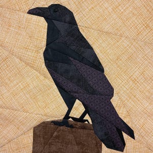 Raven FPP--Backyard Bird Series—Paper Piecing Quilt Block Pattern