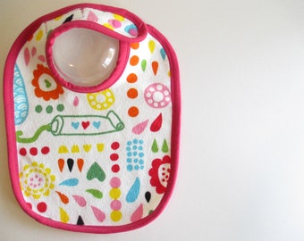 EcoBib--Adjustable Snap Closure--Modern Paint Tube and Color Drops on White--Ready to Ship