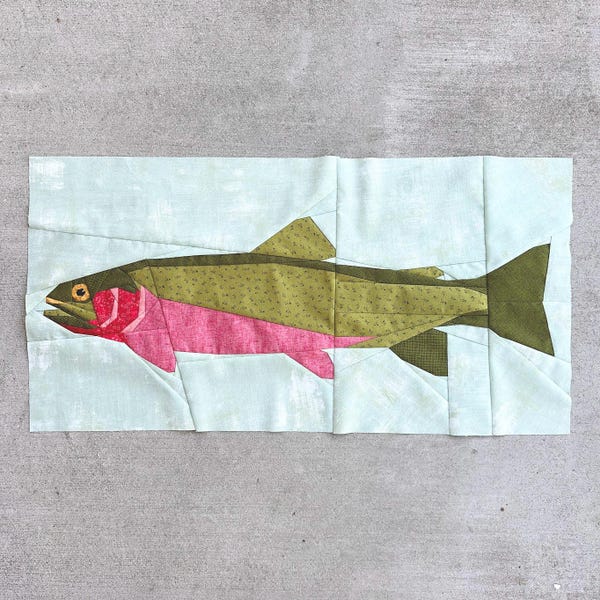 Cutthroat Trout FPP--Freshwater Fishing Series--Paper Piecing Quilt Block Pattern
