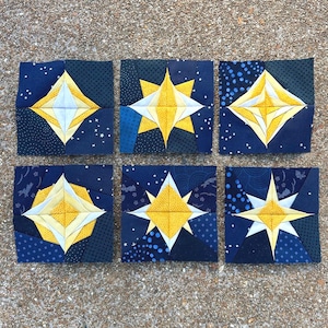 Stars FPP--6 Patterns--Midnight Garden Quilt--Paper Piecing Blocks