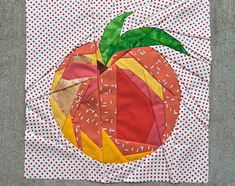 Peach FPP Pattern--Fresh Fruit Series--Paper Piecing Quilt Block