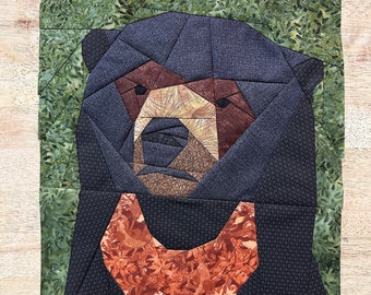 Sun Bear FPP--The Bear Series--Paper Piecing Quilt Block Pattern