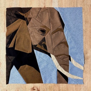 Elephant FPP--Animals of Strength--Paper Piecing Quilt Block Pattern