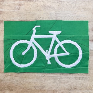 Biking Trail Sign FPP Pattern--2 Pattern Sizes Included--Paper Piecing Quilt Block