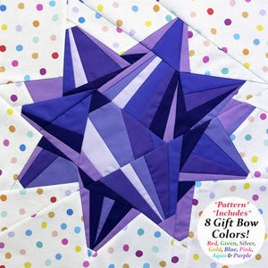 Patrón de lazo de regalo FPP - Incluye 8 variaciones de color - Bloque de colcha de paper piecing