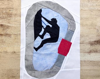 Rock Climber Carabiner FPP Pattern--Includes Optional Ponytail Version--Paper Piecing Quilt Block
