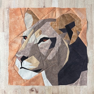 Lioness FPP--Animals of Strength--Paper Piecing Quilt Block Pattern