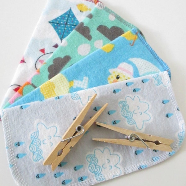 Cloth Napkins--Set of 4--Sunny With A Chance Of Rain Mix--Ready to Ship