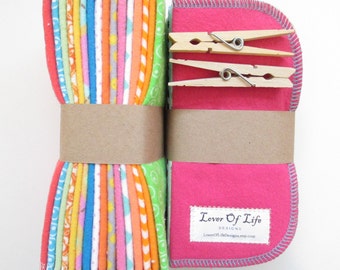 Reusable Cloth Wipes Pack of 32--2 Ply Flannel--Regular--Assorted Girls Mix--Made to Order