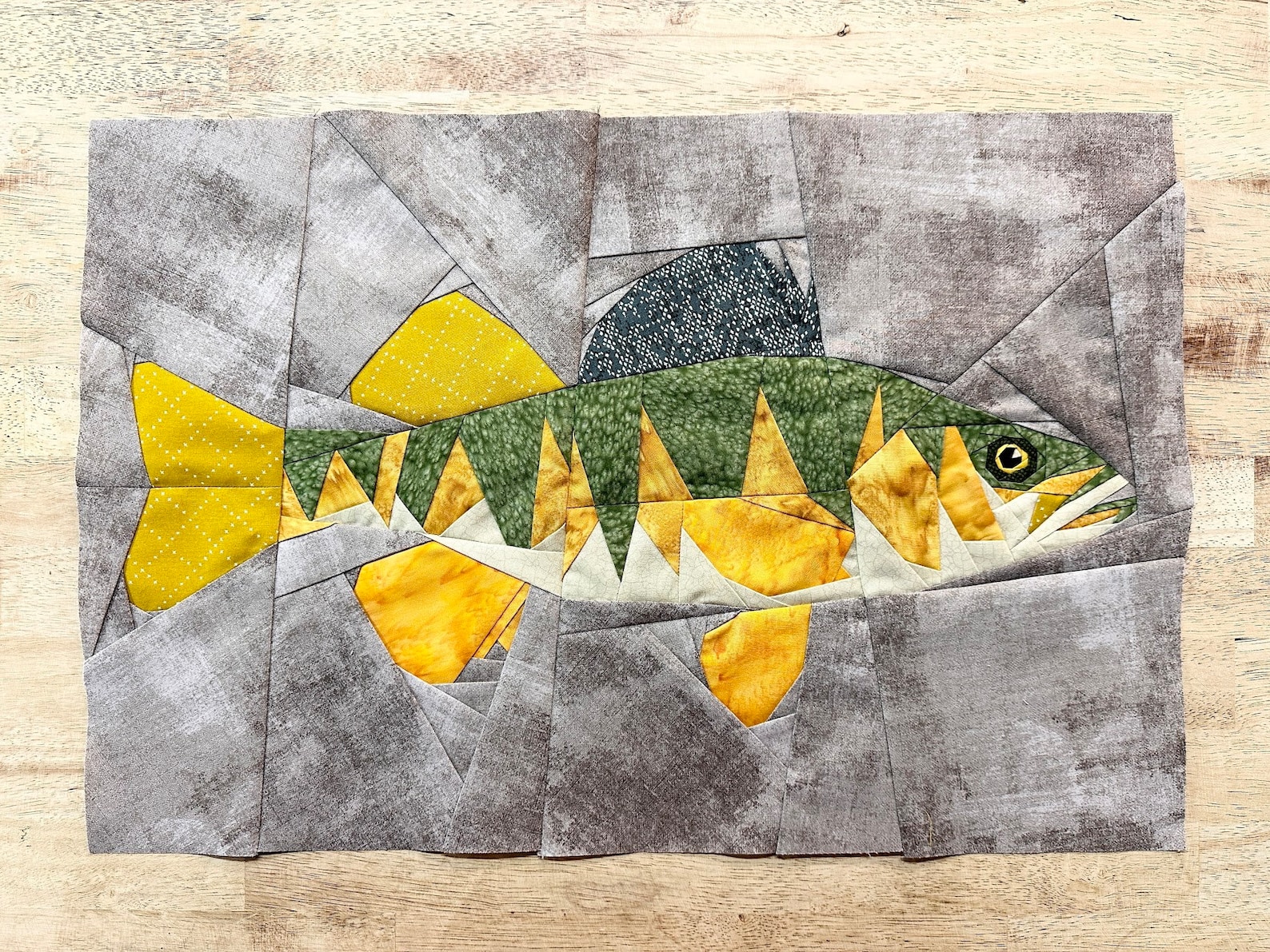 Yellow Perch Fpp--freshwater Fishing Series--paper Piecing Quilt Block ...