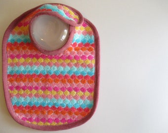 EcoBib--Adjustable Snap Closure--Modern Colorful Diamond Stripes--Ready to Ship