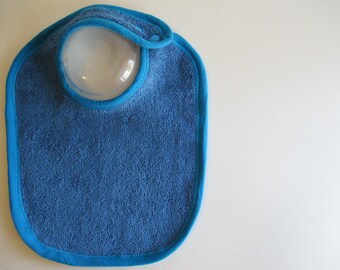 EcoBib--Adjustable Snap Closure--Modern Solid Blue on Blue--Ready to Ship