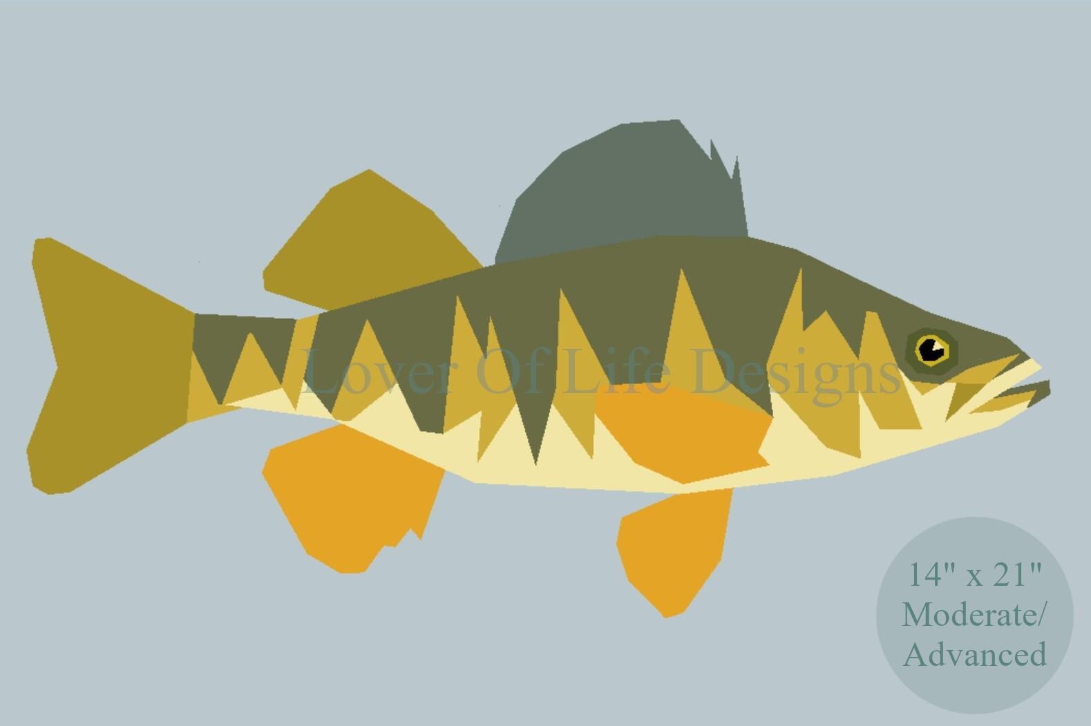 Yellow Perch Fpp--freshwater Fishing Series--paper Piecing Quilt Block ...