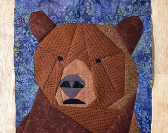 Grizzly Bear FPP--The Bear Series--Paper Piecing Quilt Block Pattern