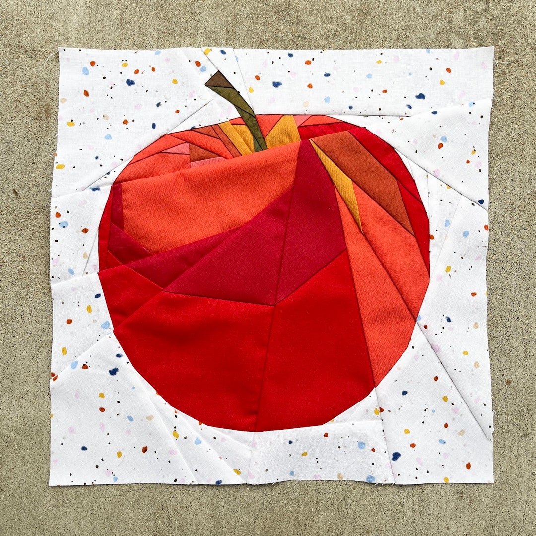 Apple FPP Pattern--fresh Fruit Series--paper Piecing Quilt Block - Etsy