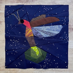 Lightning Bug FPP--Firefly FPP--Summer Nostalgia--Paper Piecing Quilt Block Pattern