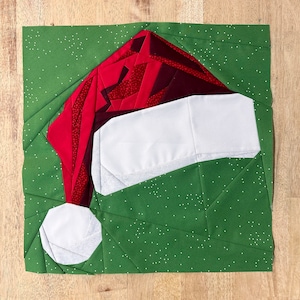 Santa Hat FPP Pattern--Christmas--Paper Piecing Quilt Block