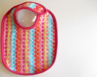 EcoBib--Adjustable Snap Closure--Modern Colorful Diamond Stripes--Ready to Ship