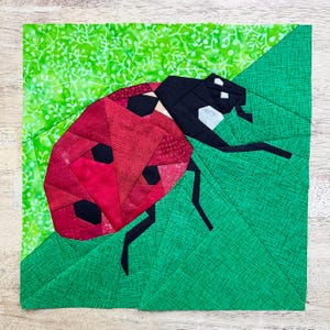 Ladybug FPP--Ladybird Beetle FPP--Paper Piecing Quilt Block Pattern