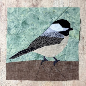 Black-Capped Chickadee FPP--Backyard Birds Series--Paper Piecing Quilt Block Pattern