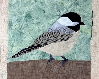 Black-Capped Chickadee FPP--Backyard Birds Series--Paper Piecing Quilt Block Pattern