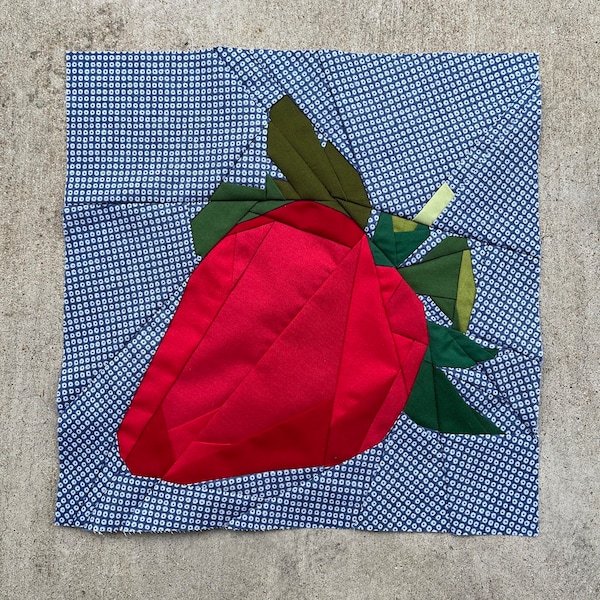 Strawberry FPP Pattern--Fresh Fruit Series--Paper Piecing Quilt Block