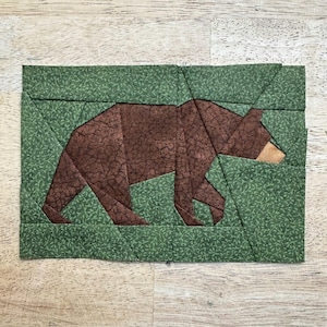 Gehender Bär FPP - Paper Piecing Quilt Block Muster