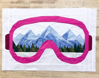 Ski Goggles Landscape FPP Pattern--Paper Piecing Quilt Block