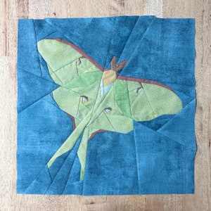 Luna Moth FPP--Paper Piecing Quilt Block Pattern