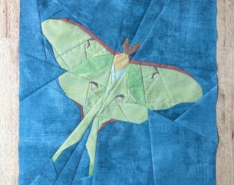 Luna Moth FPP--Paper Piecing Quilt Block Pattern