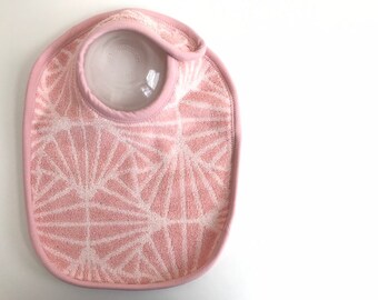 EcoBib--Adjustable Snap Closure--Modern Print in Pink Tones--Ready to Ship