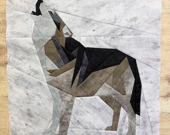 Patrón de bloque de patchwork de papel FPP de lobo aullante