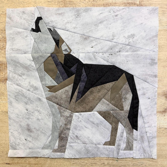 Howling Wolf FPP--Paper Piecing Quilt Block Pattern