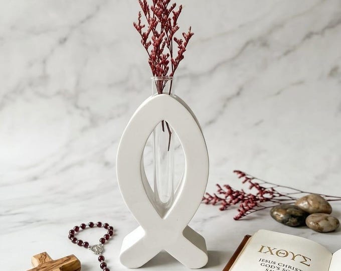 Handmade Fische aus Gips für die Kommunion, Christliche Deko, Gastgeschenk, Geschenk, Tischdeko