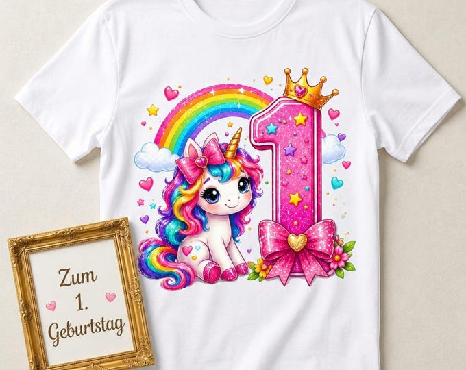 Geburtstags T-shirt Einhorn mit Geburtagszahl für Mädchen