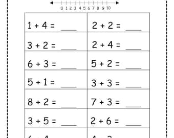 Addition & Subtraction Worksheets: Math Practice, Number Line, Picture Counting (PDF)