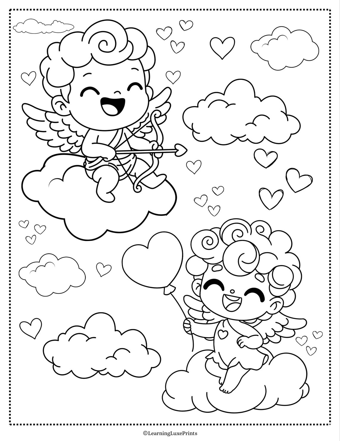 Cupid Coloring Page, Valentine's Day Activity (PDF Download - Etsy