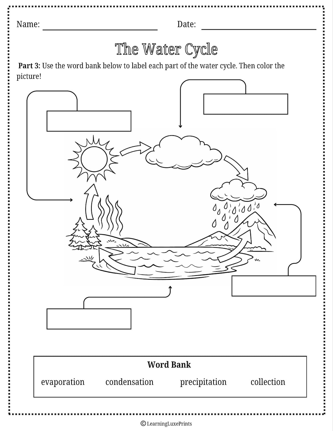 Water Cycle Worksheets/ 3-page Science Bundle - Etsy