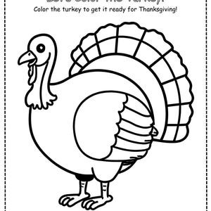 Printable Thanksgiving Coloring Page for Kids/Color and Decorate the Turkey Worksheet/