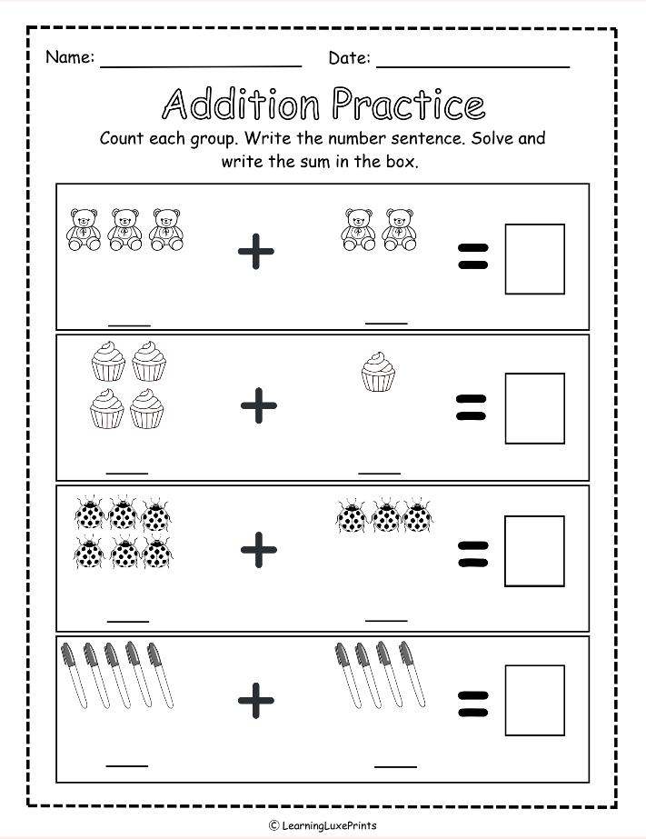 Addition & Subtraction Worksheets: Math Practice, Number Line, Picture ...