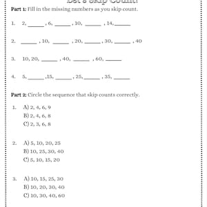 Skip Counting Worksheet/ Number Patterns Printable/ Counting by 2s, 5s ...