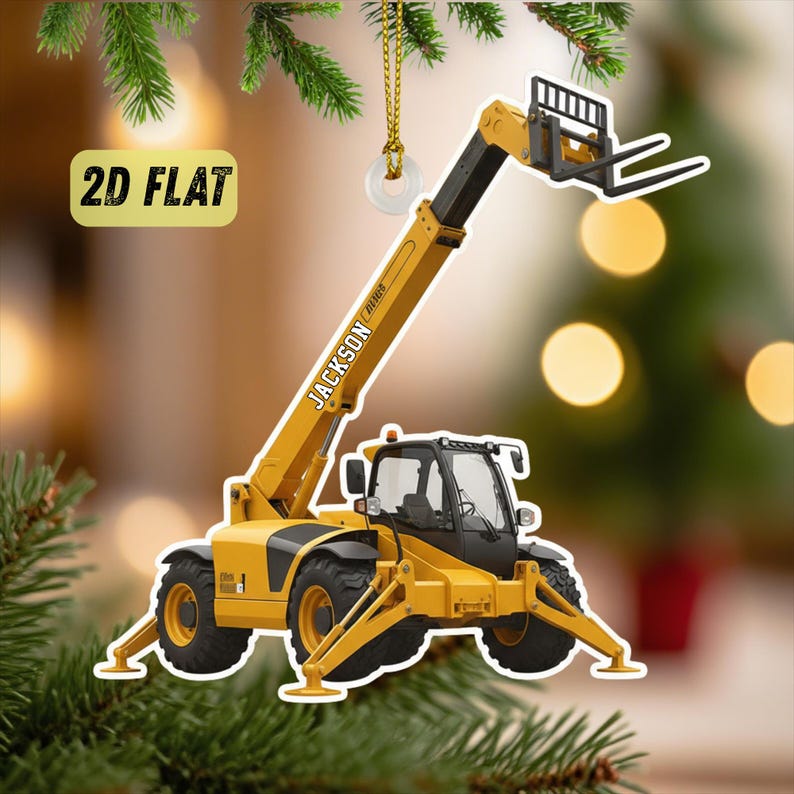 Personalized Christmas Telehandler FLAT Ornament, Forklift Gift for Him ...
