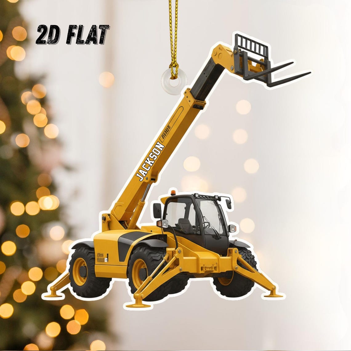 Personalized Christmas Telehandler FLAT Ornament, Forklift Gift for Him ...