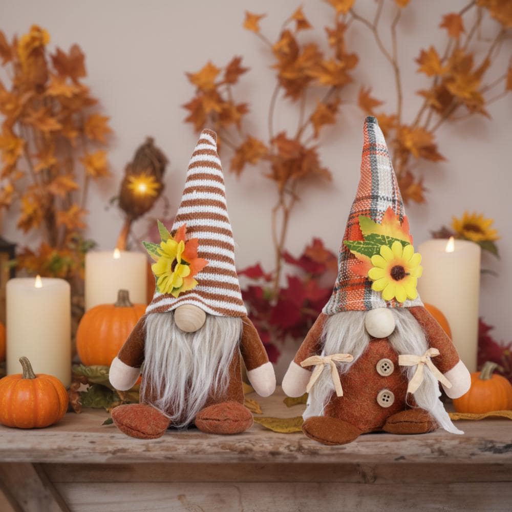 Thanksgiving Gnome Plush Decor Fall Sunflower Faceless Doll