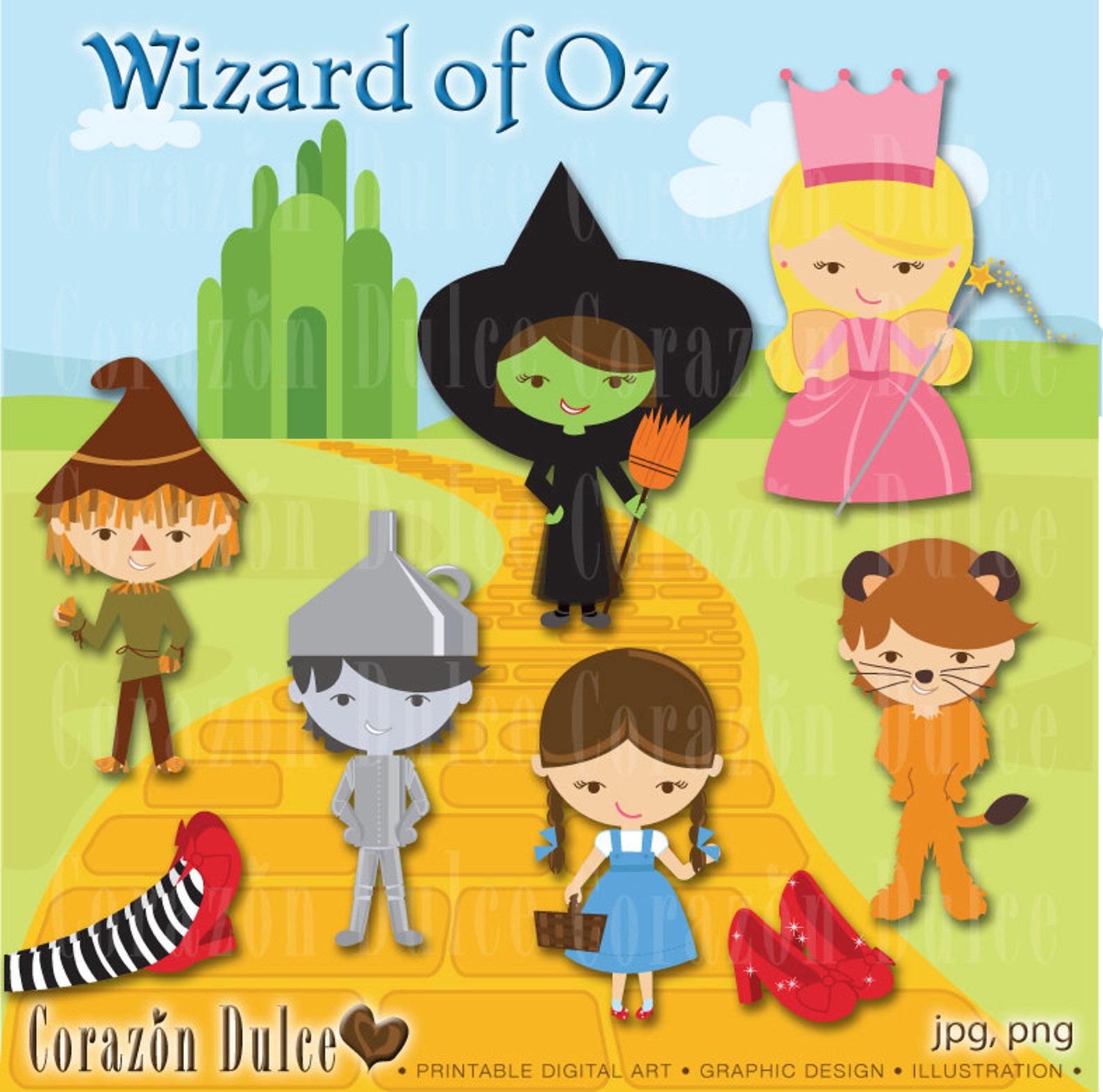 Wizard of Oz Clip Art Set INSTANT DOWNLOAD Etsy