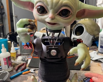 The Mandalorian & Grogu Inspired Animatronic Figure | Remote Control Moving Baby Yoda Robot