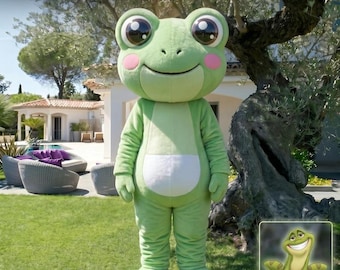 Mascottekostuum volwassen kikker, volledig pak pluche pad, professionele outfit dierenparade