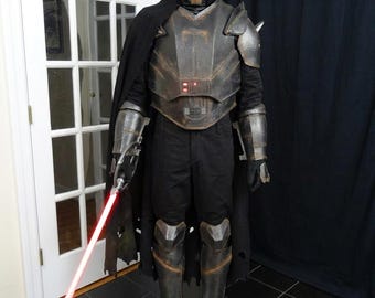 Dark Sith Knight Armor Cosplay with Red Lightsaber