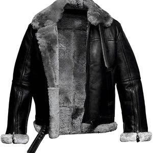 Men&#39;s RAF B3 Bomber Jacket: Shearling Aviator Leather Jacket.